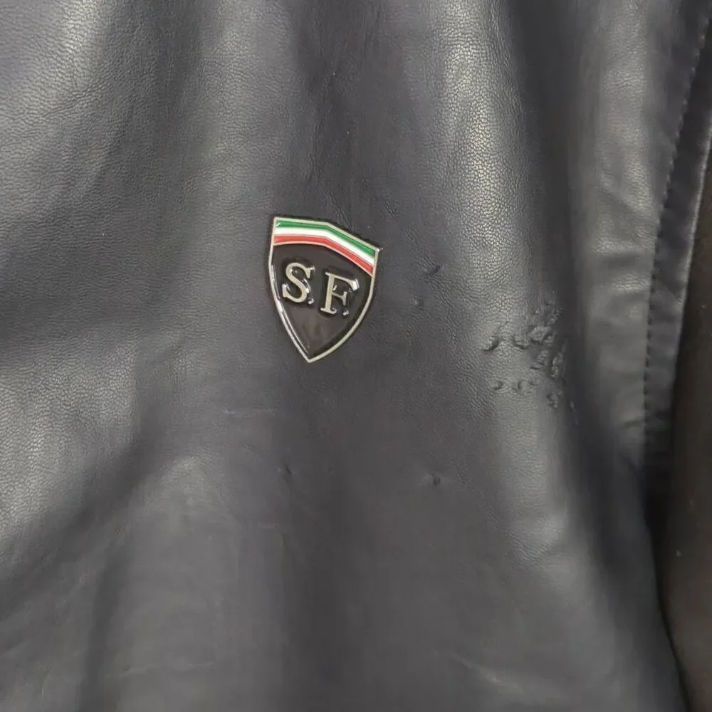 Superlative Fashion SF Italian Partial Leather Bomber Jacket Streetwear Men’s L